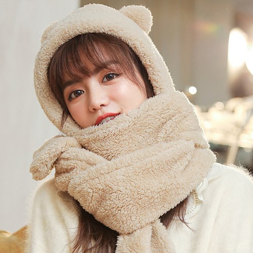 얼리포츠 베어 포근 목도리 모자 일체형 이미지 7