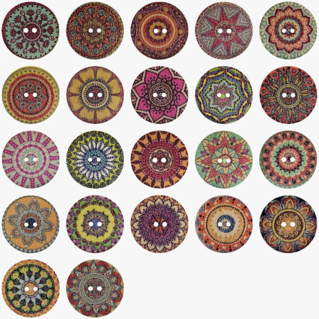 룸플리 레트로 나무 단추 10P 수제단추