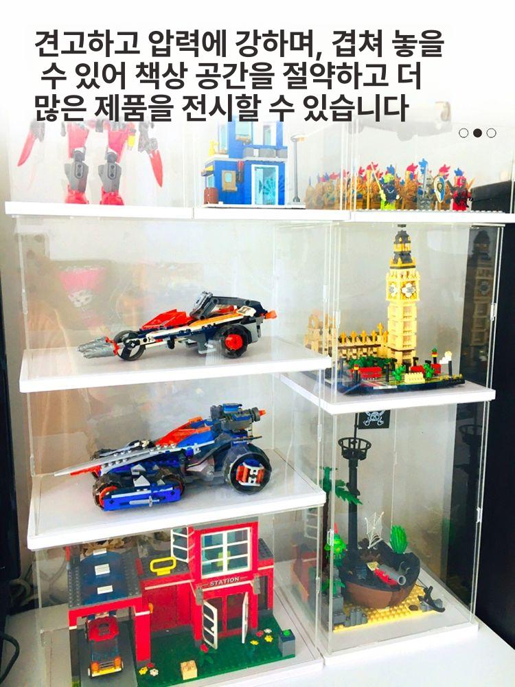 아크릴 투명 케이스 장식 전시장 인형 피규어 기본 화이트 두꺼운 받침대 10x10cm - 상세 이미지 4