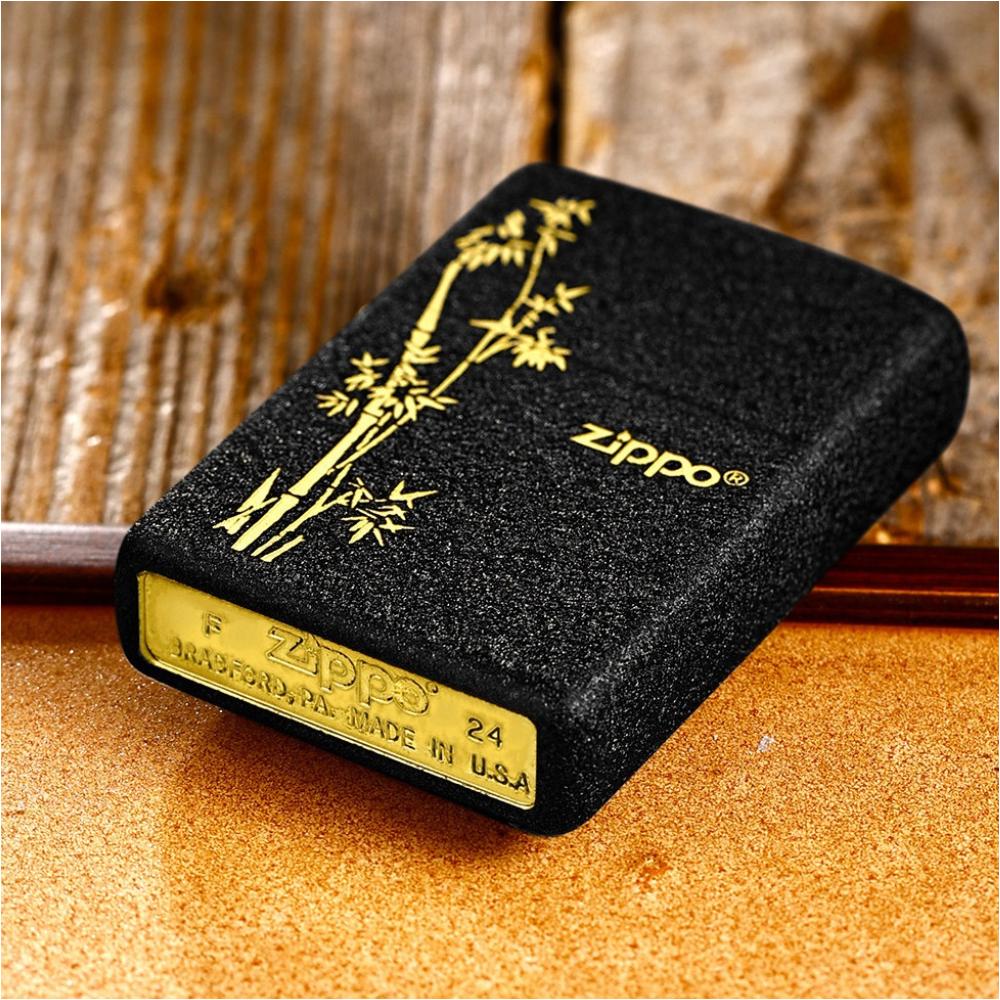 정품 Zippo 지포 라이터 대나무 블랙 무광 방풍라이터 남자  고급 선물용 남친선물 발렌타인 - 상품 이미지