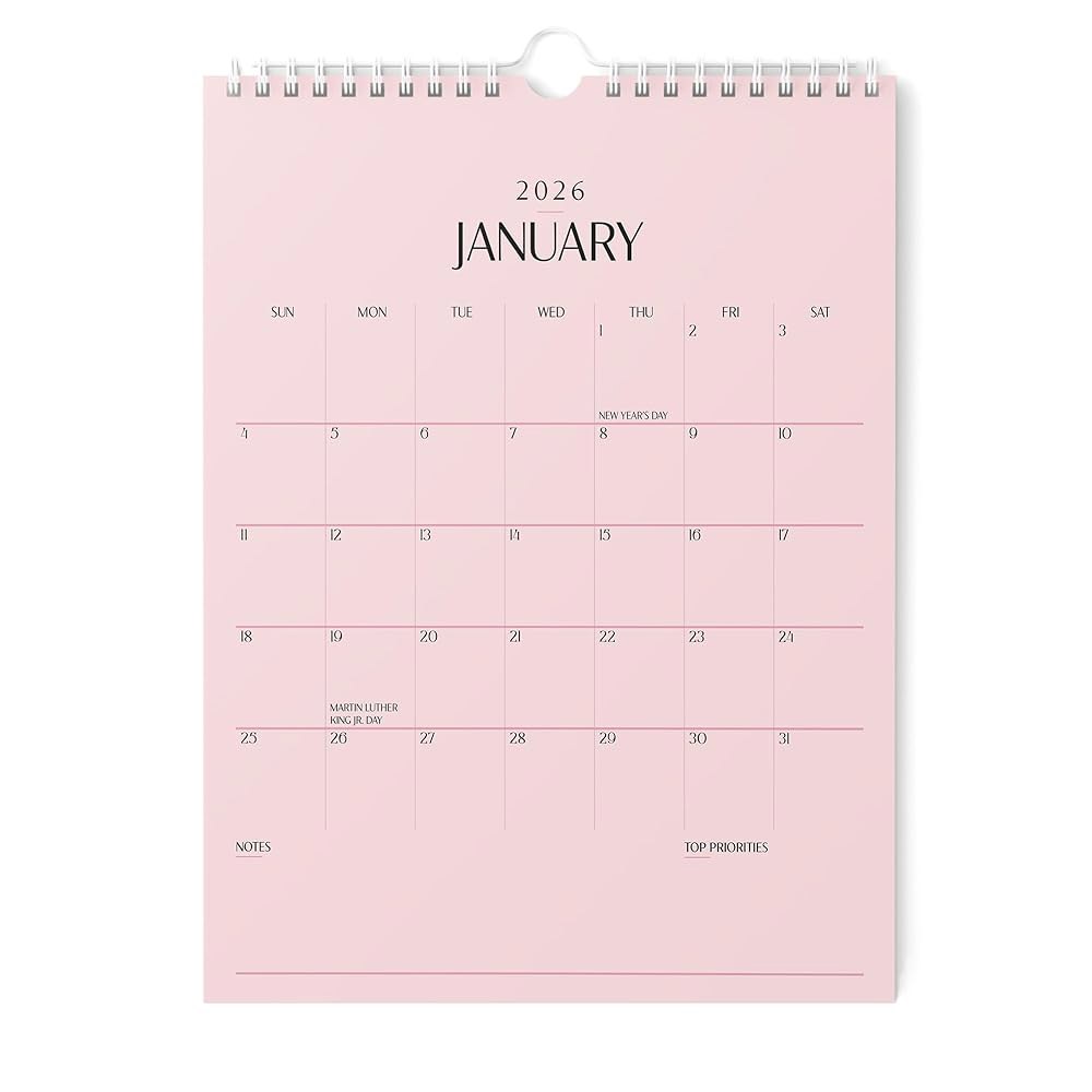 Karto 벽걸이 달력 2026 - 계획 핑크 6월 생산성과 x 21.6 쉬운 1월부터 월간 달력으로 2027년 올 11인치) 향상 27.9cm(8.5 수직 2026년 미적 - 상품 이미지