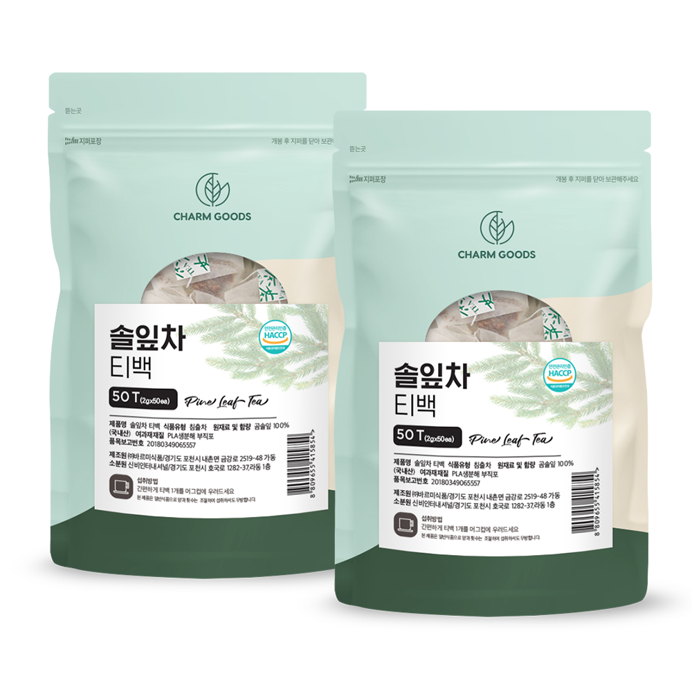 국산 솔잎 차 티백 순수 솔잎차 100% 송엽차 생분해 필터 티백 50개입, 2개 - 상품 이미지