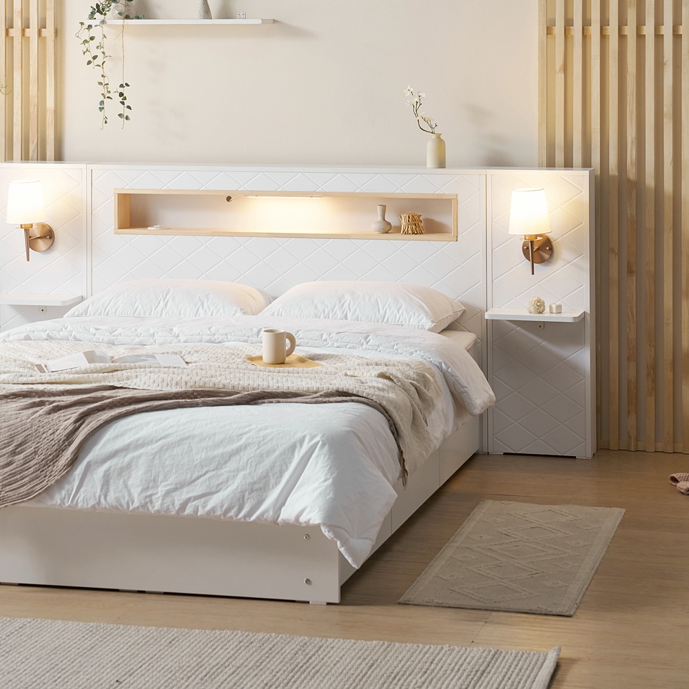 파르테 신혼부부 높은 서랍형 트윈베드 호텔침대 퀸사이즈프레임