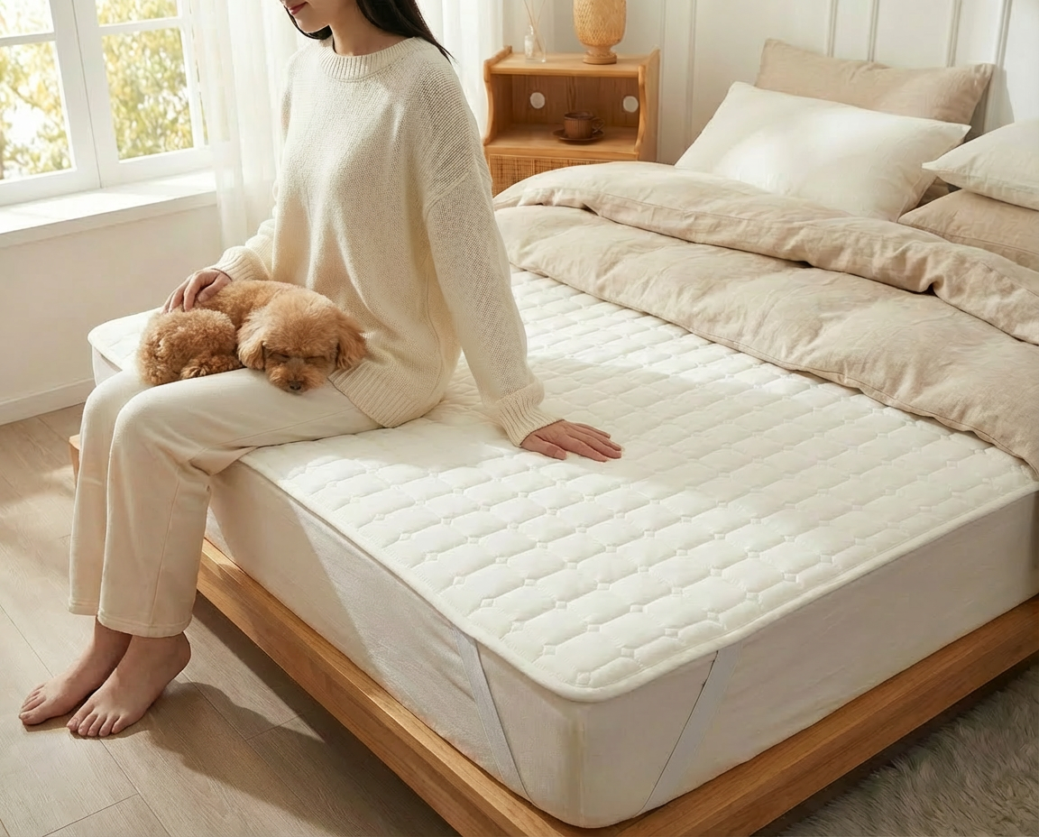 포니홈 침대 방수패드 슈퍼싱글 누빔 매트리스 고정밴드 밴딩 SS 110x200