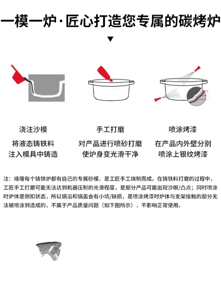 가정용 숯불 화로 일본식 구이 화로대 개인 바베큐 삼겹살 펜션 캠핑 직사각 주철 화로 (물고리 숯 상자) - 상세 이미지 5