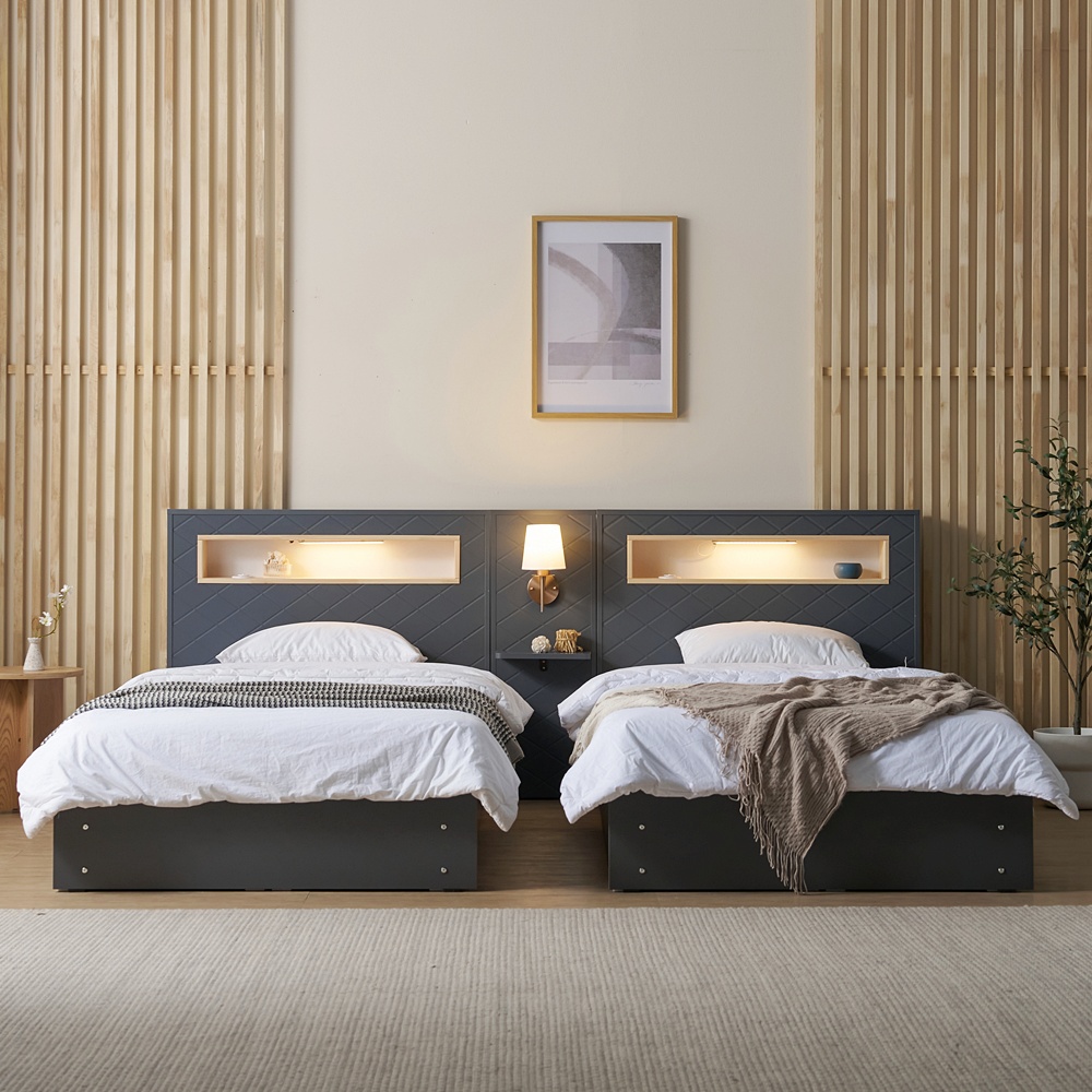 파르테 부부트윈침대 슈퍼싱글 트윈베드 높은 서랍형 호텔식 침대