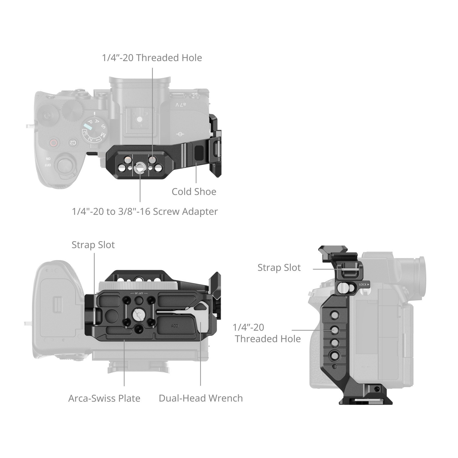 스몰리그 HawkLock 퀵 릴리즈 하프 케이지 for 소니 A7V/A7RV/A7 IV 6023 - 상세 이미지 3