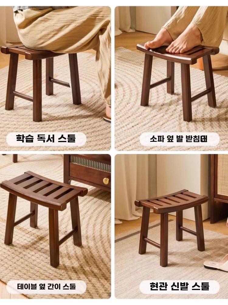 원목 스툴 간이 의자 티테이블 체어 우드 심플 와비사비 높이 24cm 화이트스펀지 - 상세 이미지 5