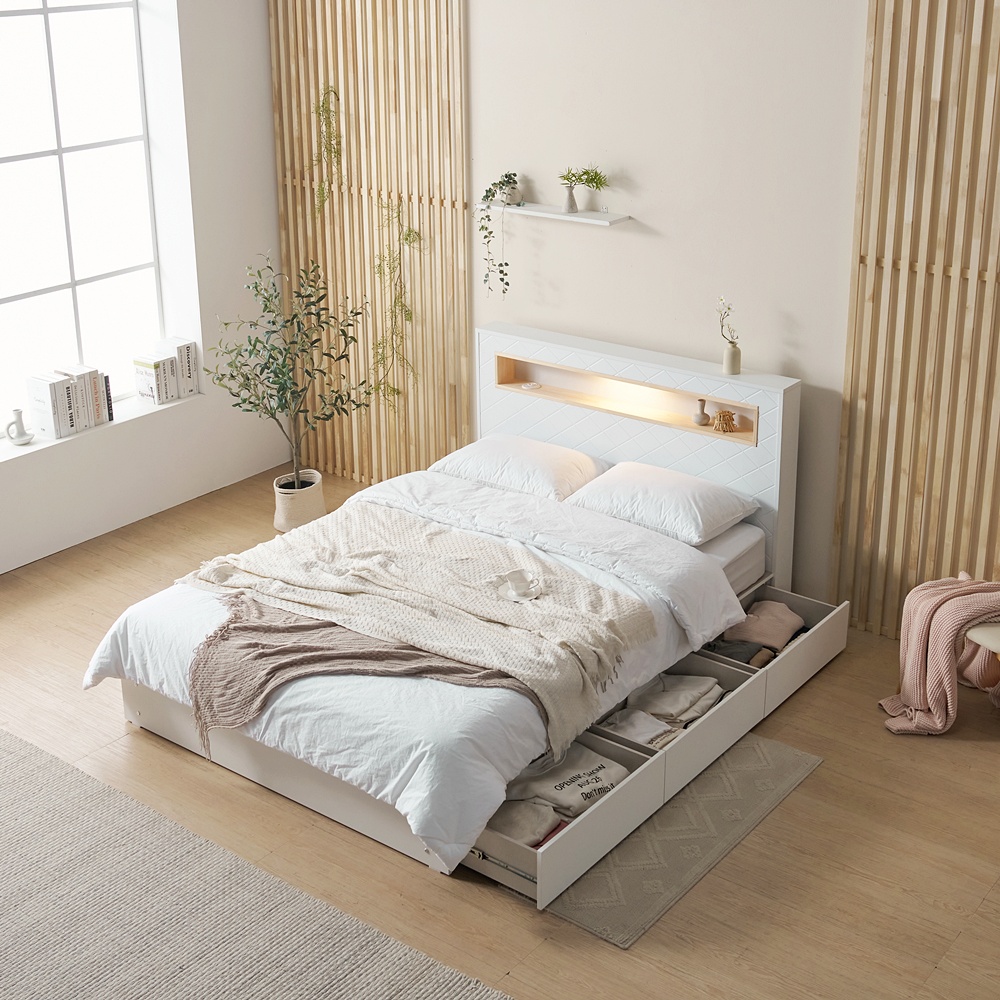 파르테 부부트윈침대 슈퍼싱글 트윈베드 높은 서랍형 호텔식 침대