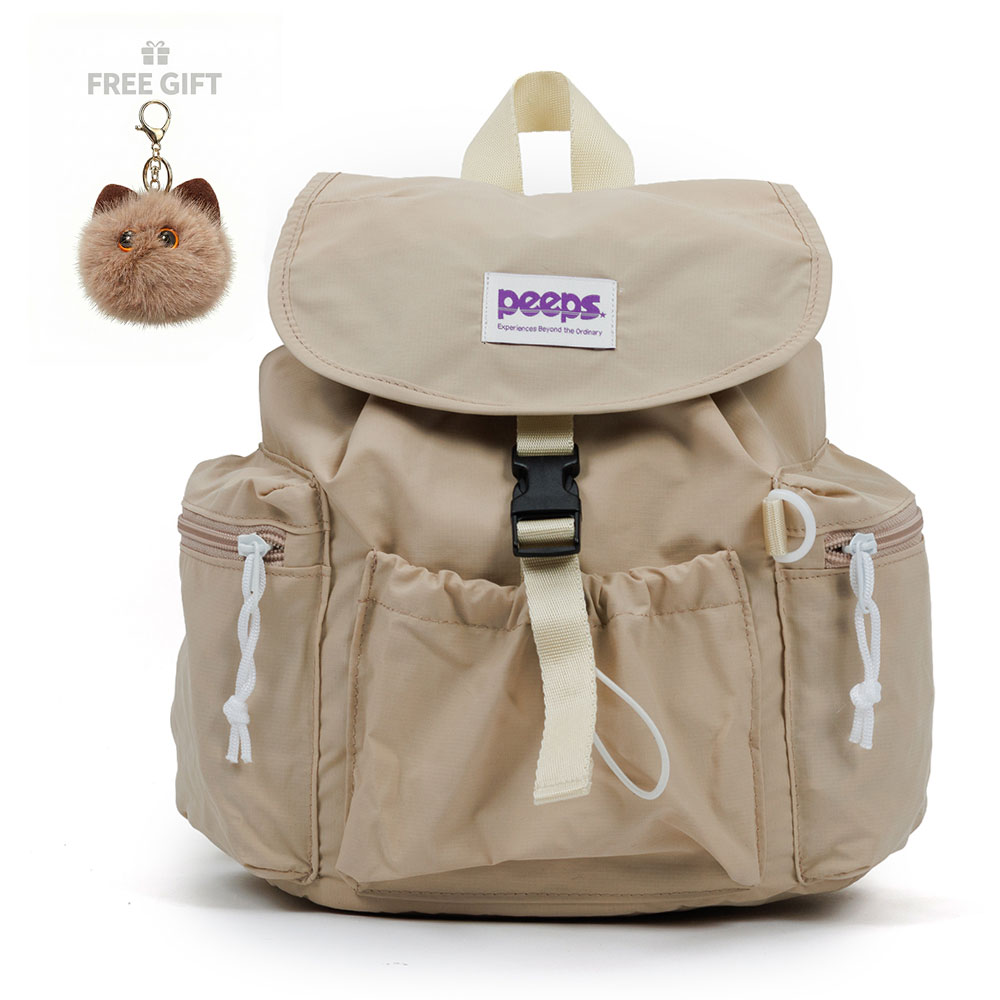 PEEPS Compact Backpack 컴팩트백팩 폼버디키링 포함 BEIGE - 상세 이미지 2