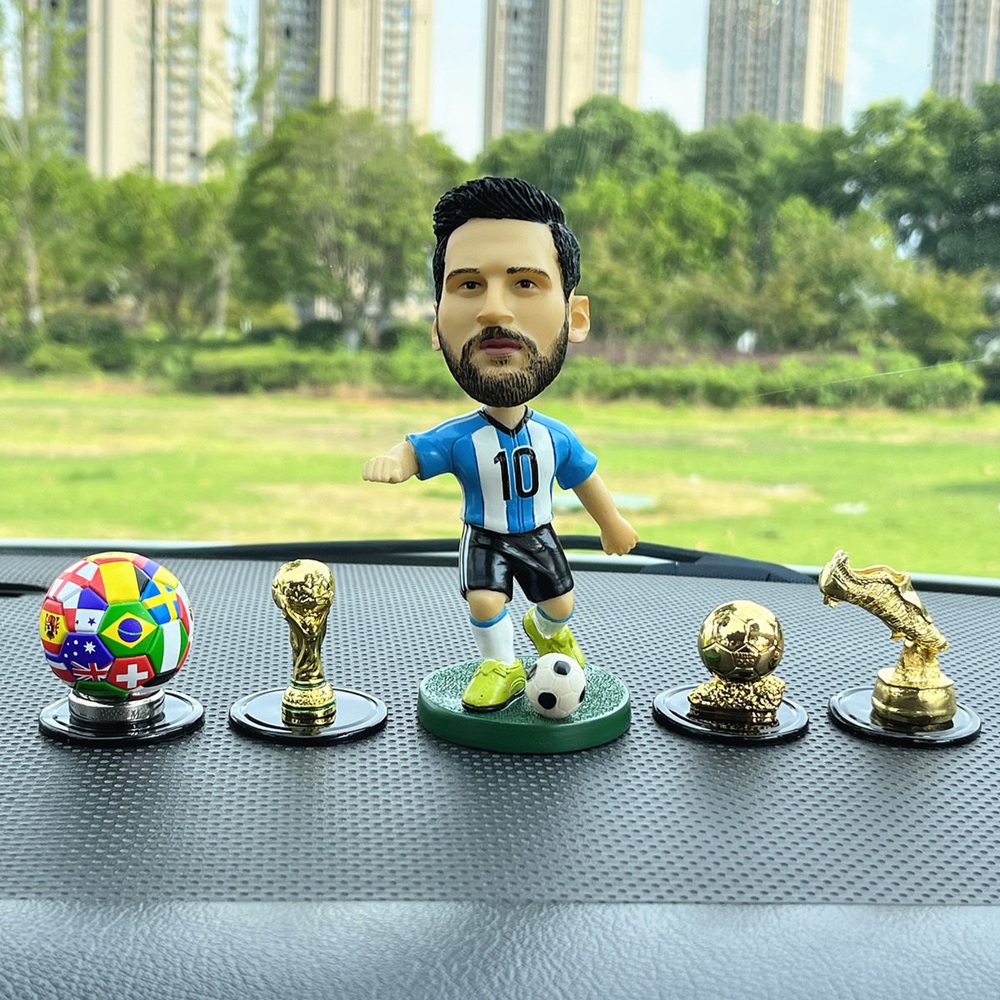 메시피규어 축구선수 피규어 10cm 바블헤드 월드컵트로피 황금축구공 황금축구화 국기볼 - 상세 이미지 3
