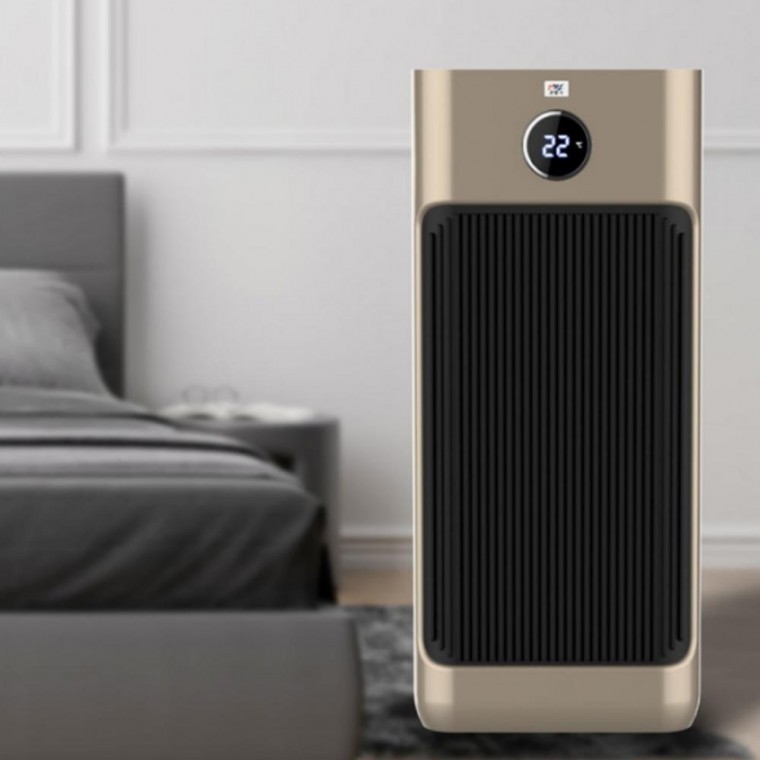 PTC 저소음 이동식 난로 히터 온풍기 리모컨 골드