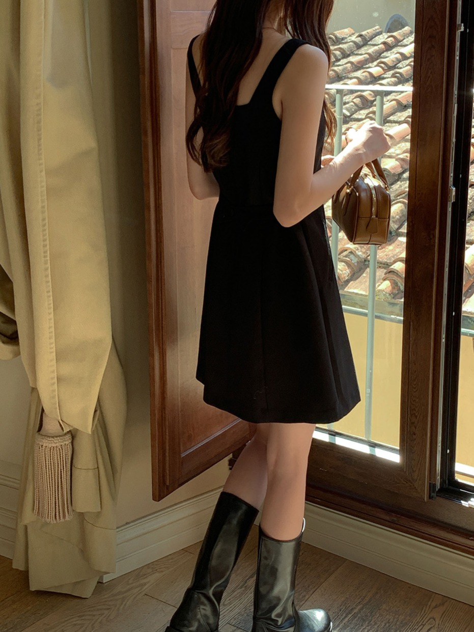 리린 스퀘어넥 A라인 뷔스티에 미니 원피스 이미지 6