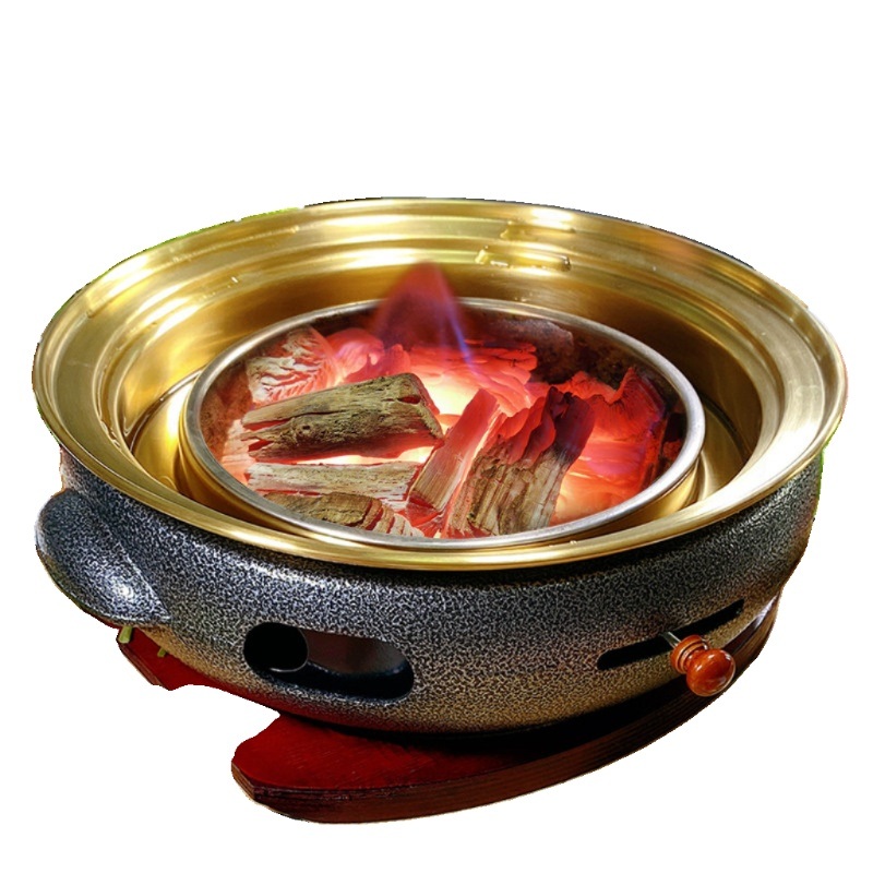 가정용 숯불 화로 미니화로 바베큐 개인 캠핑 바베큐그릴 삼겹살 화로대 직사각 1인 주철 가마 (은색 물고리) - 상세 이미지 3
