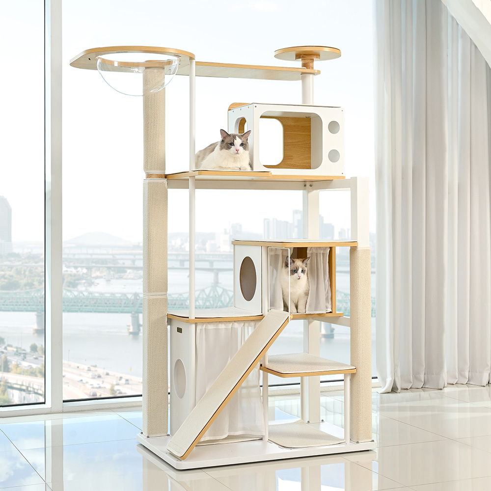 펫코본 스틸프레임 캣타워 고양이집 대형기둥 스크래쳐 캣폴 숨숨집 3개 제품 이미지