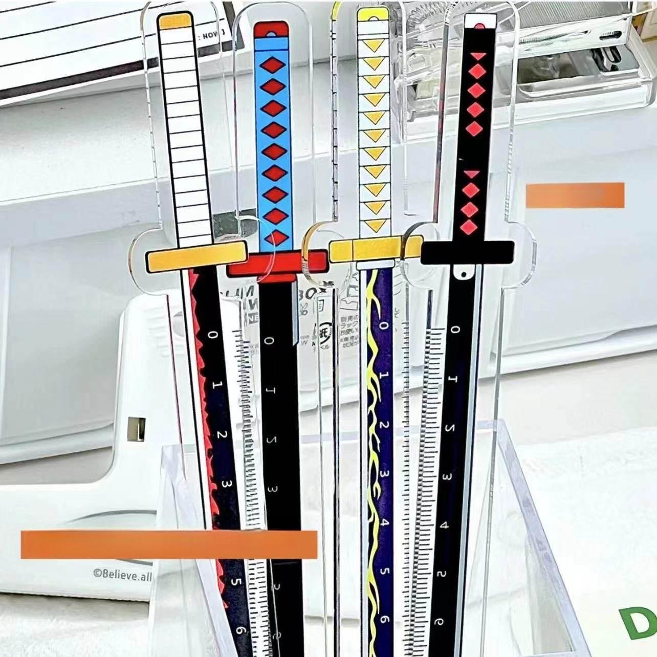 블루바구니 귀멸의칼날 일륜도 아크릴 미니어처 측정 검 자 문구 귀칼 캐릭터 굿즈 6종 세트 - 상세 이미지 2