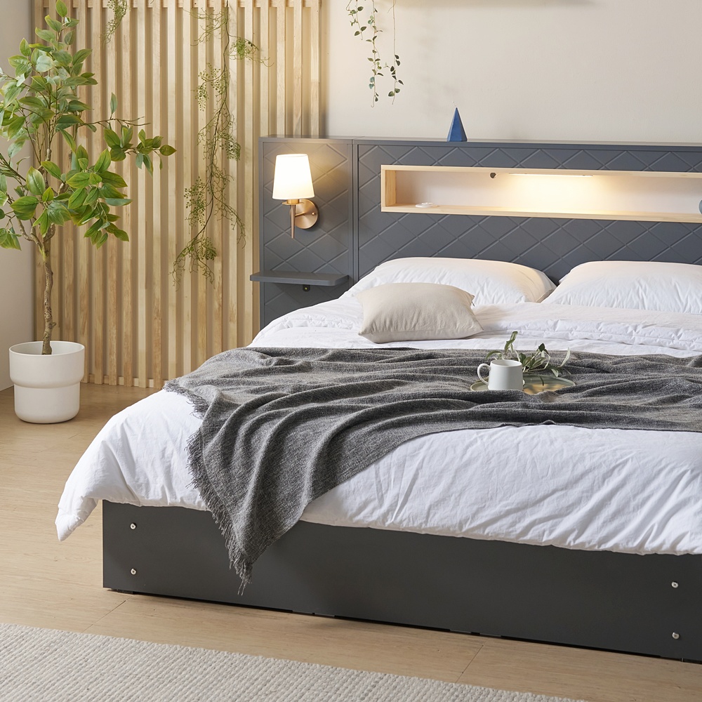 파르테 신혼부부 높은 서랍형 트윈베드 호텔침대 퀸사이즈프레임