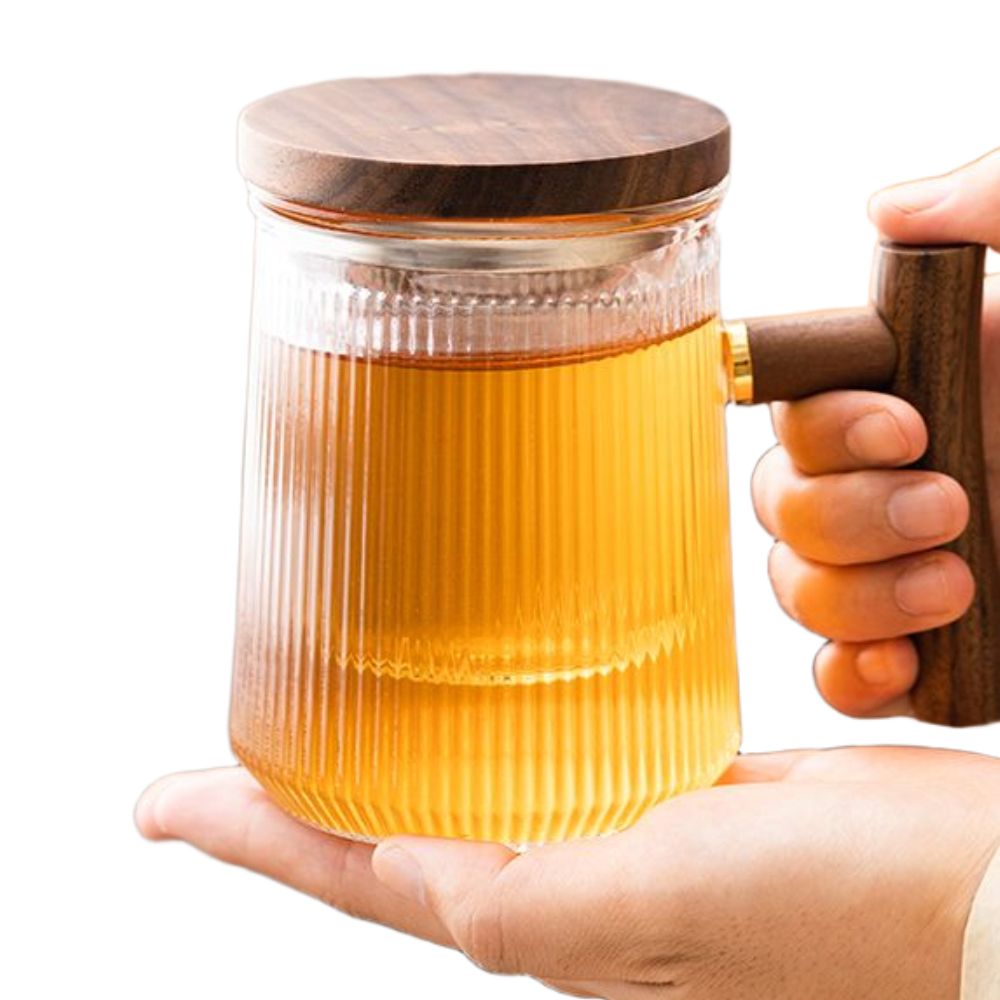 내열 유리 티포트 티팟 차우리기 컵 티메이커 찻잔 A 400ml (유리 뚜껑) - 상품 이미지