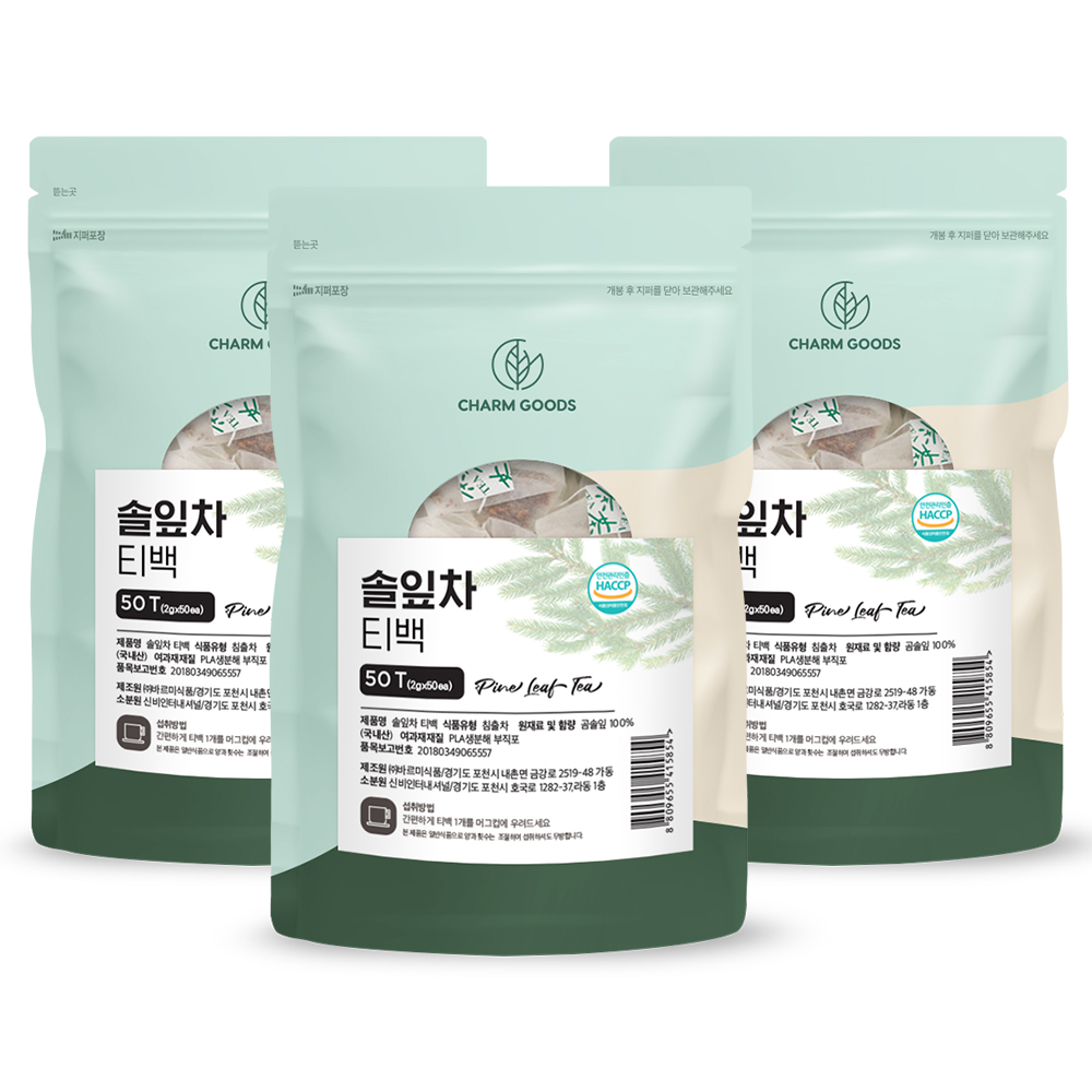 국산 솔잎 차 티백 순수 솔잎차 100% 송엽차 생분해 필터 티백 50개입, 3개 - 상품 이미지