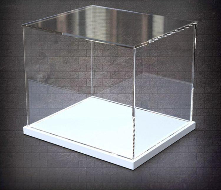 아크릴 투명 케이스 장식 전시장 인형 피규어 기본 화이트 두꺼운 받침대 10x10cm - 상품 이미지