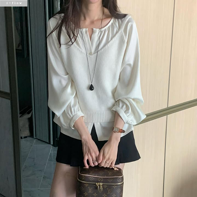 아텔 라운드 플리츠 허리끈 블라우스 2col 겨울 봄 버튼 루즈핏 고급 하객룩 제이플로우 이미지 8