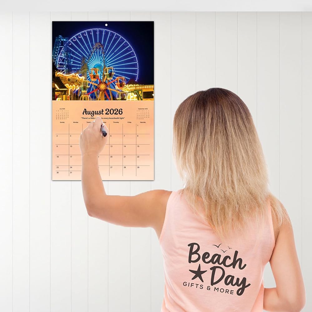 Wildwood 2026 벽 달력 - 43.2cm(11 비치 27.9 하우스에 에디션 아름다운 x 적합 또는 가로지르는 뉴저지(NJ) 애호가의 와일드우드 17인치) 기숙사 12개의 - 상세 이미지 2