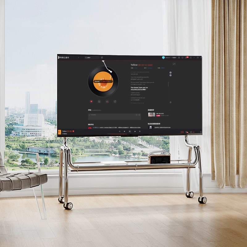 이동식 tv 거치대 티비 TV스탠드 대형 다리 무빙 스탠드 이동형 모니터 스마트 검은색단철90x35x120+크리스탈 - 상세 이미지 5