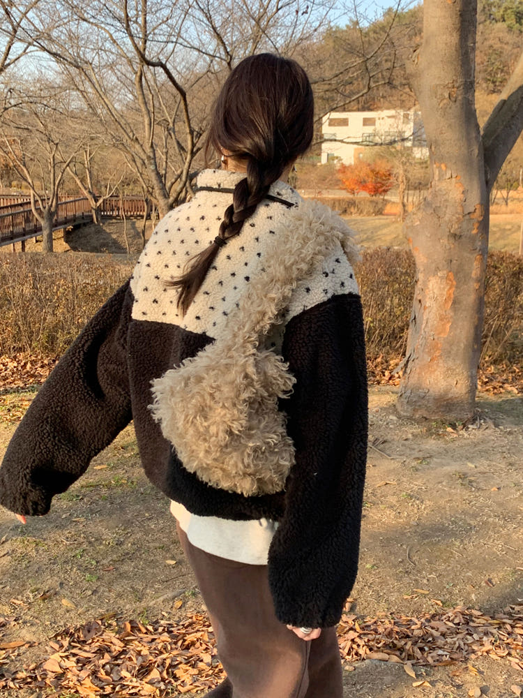 하이넥 똑딱이 배색 방풍 여자 후리스 집업 아노락 여성 양털 뽀글이 후리스 반집업 상세 이미지 10