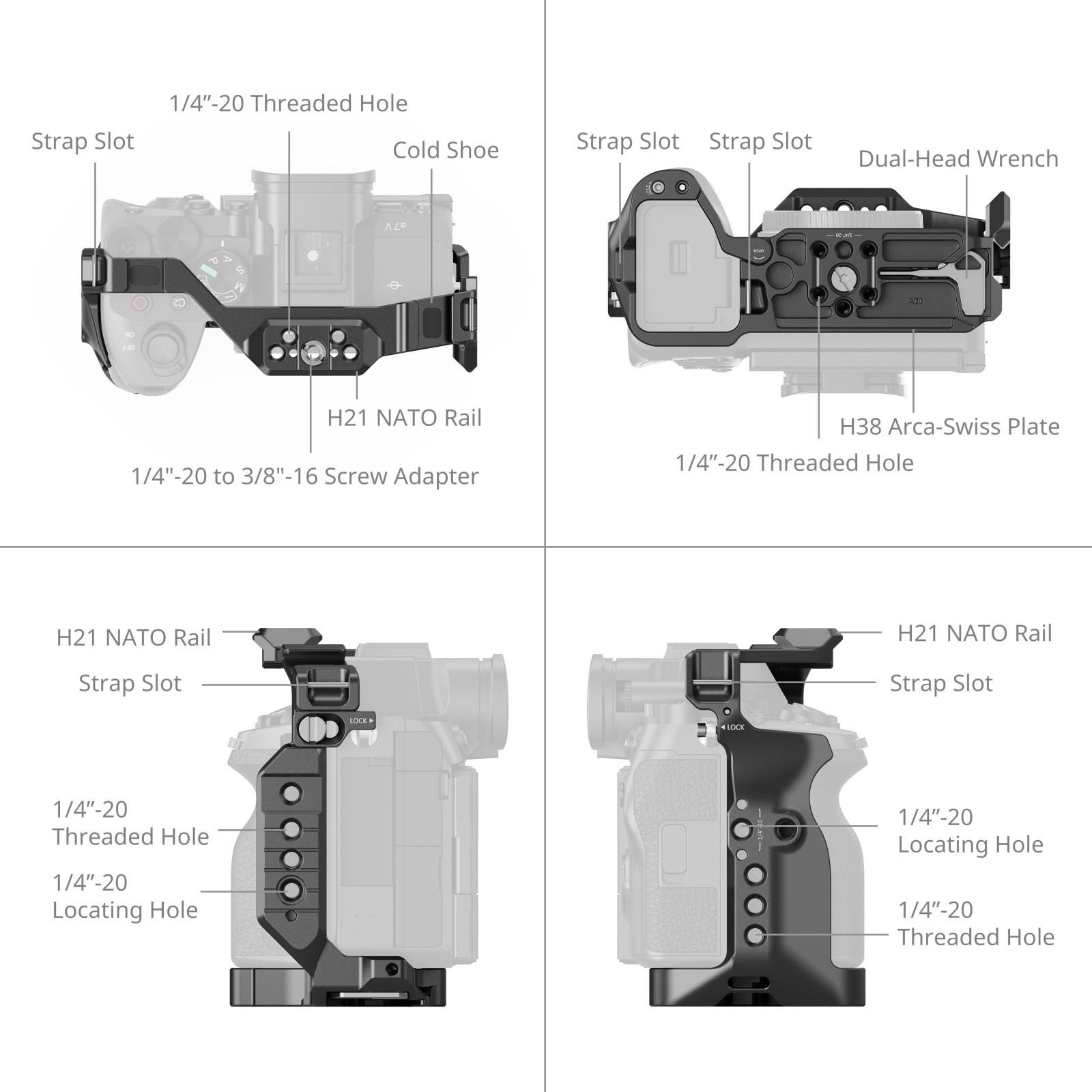 스몰리그 HawkLock 퀵 릴리즈 카메라 케이지 for 소니 A7V/A7RV/A7 IV 6024 - 상세 이미지 4