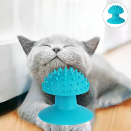 셀프 파란브 러쉬 고양이 그루밍 흡착식 마사지 장난감 부착용빗 브러시 셀프그 루머