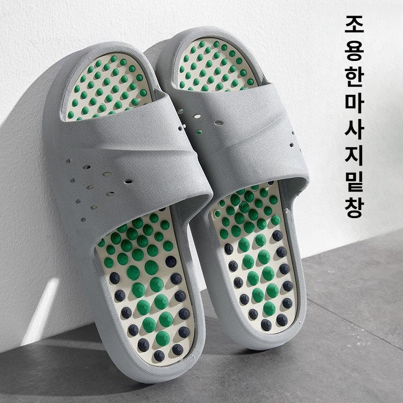 남녀 발바닥 지압 마사지 슬리퍼 실내 건강 피로회복 신발 그린 36-37 이미지 6