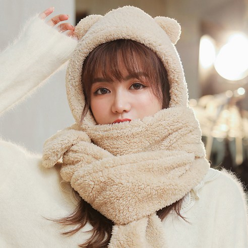 얼리포츠 베어 포근 목도리 모자 일체형 이미지 6