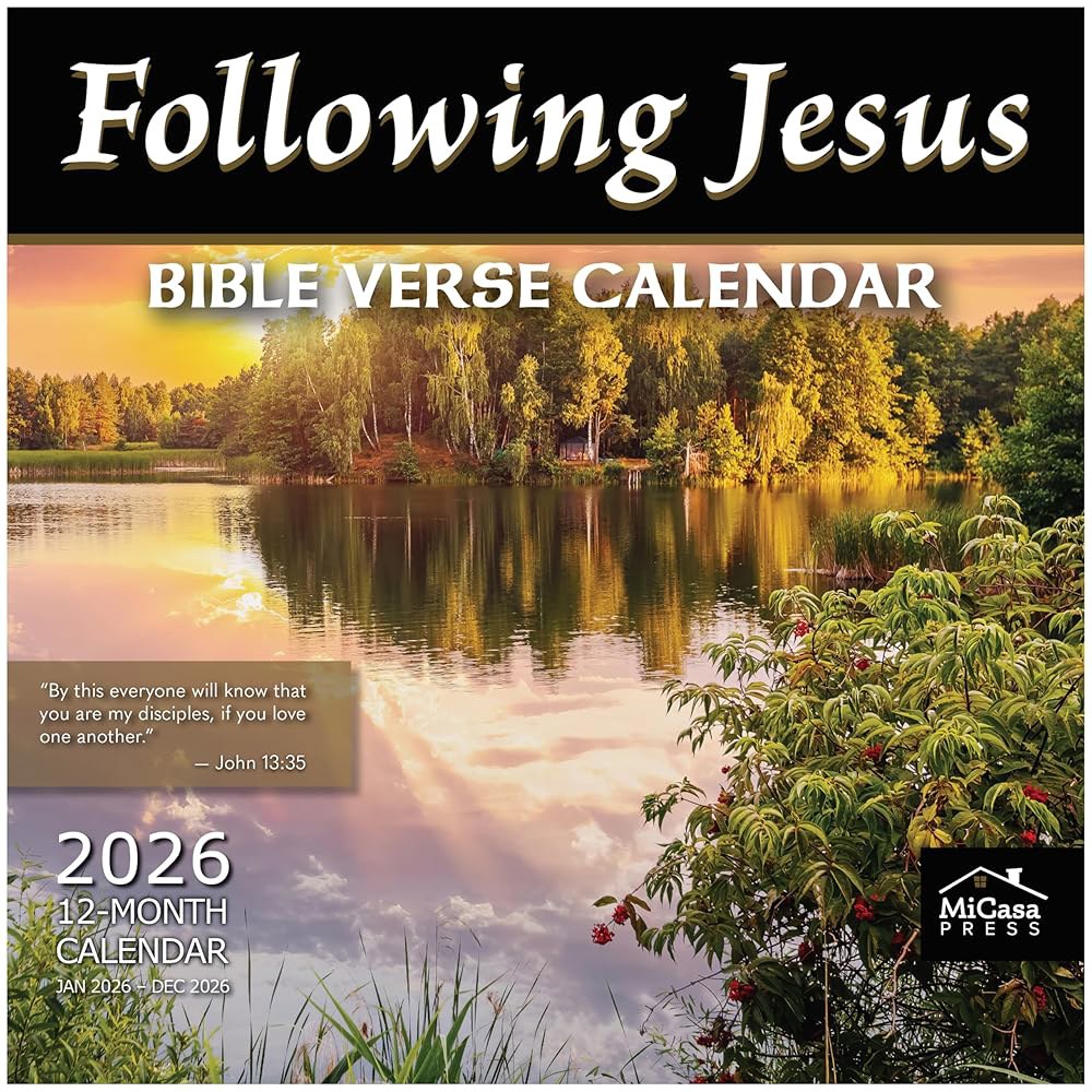 MICASA Following Jesus 2026 벽 종이 펼쳤을 튼튼한 24인치) 선물 달력 30.5cm 두껍고 61cm(12인치 12개월 x - 상품 이미지