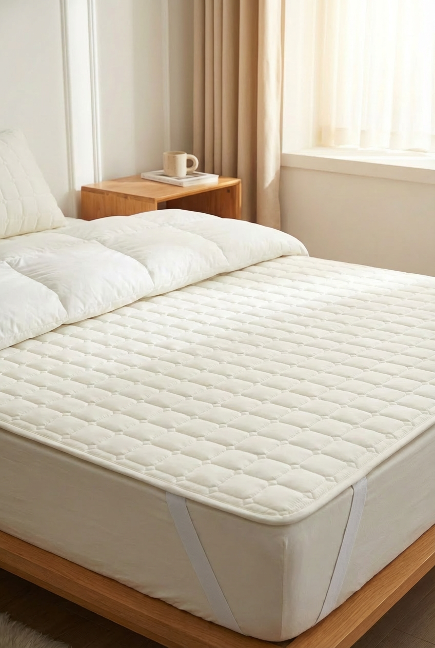 포니홈 침대 방수패드 슈퍼싱글 누빔 매트리스 고정밴드 밴딩 SS 110x200