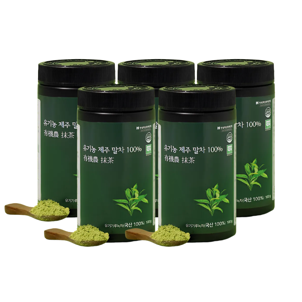 유기농 제주 말차 가루 국내산 베이킹 카페재료 타먹는 고급 녹차파우더 100g, 5개 - 상품 이미지