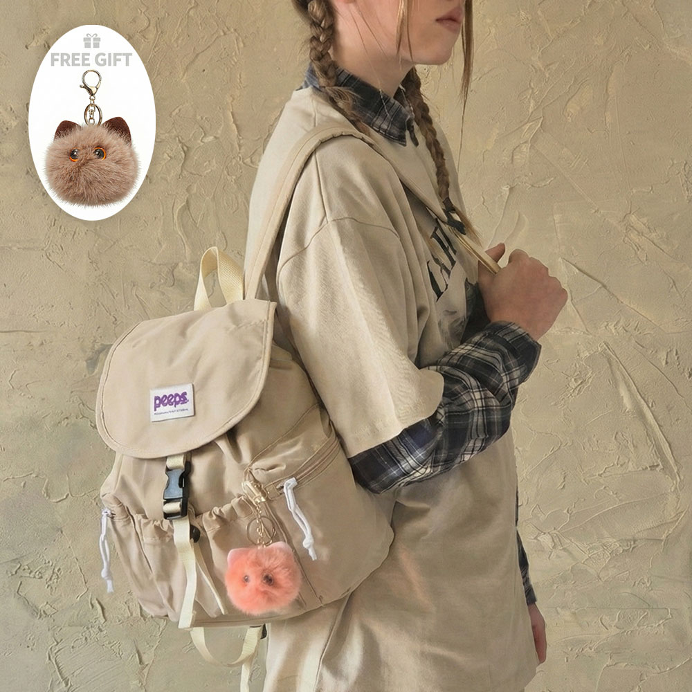 PEEPS Compact Backpack 컴팩트백팩 폼버디키링 포함 BLACK 이미지 3