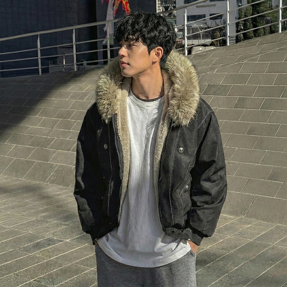 남자야상패딩 라쿤패딩 - 상품 이미지