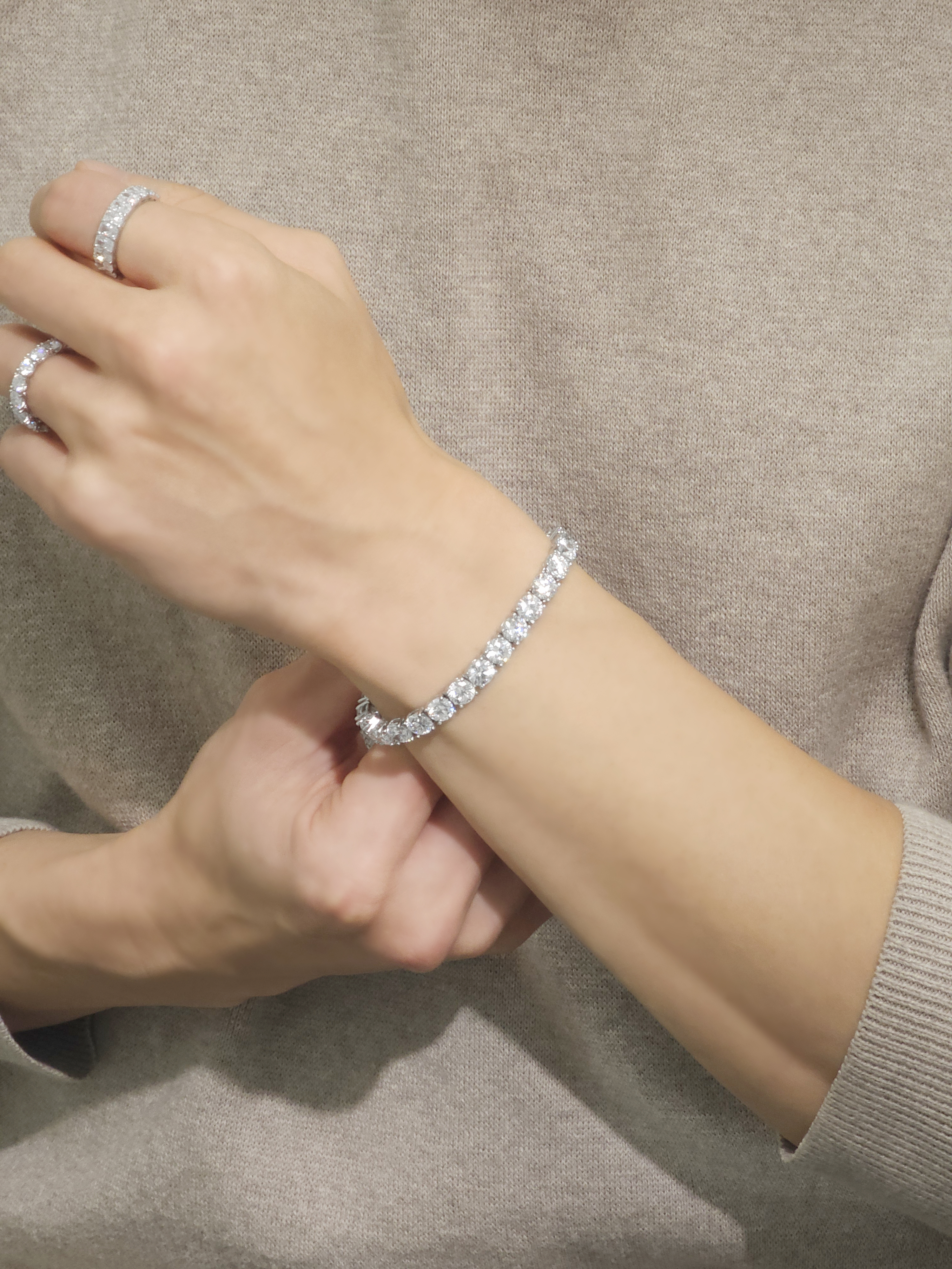 1캐럿 랩다이아몬드 테니스 팔찌 고퀄리티 14k 18k 이미지 8