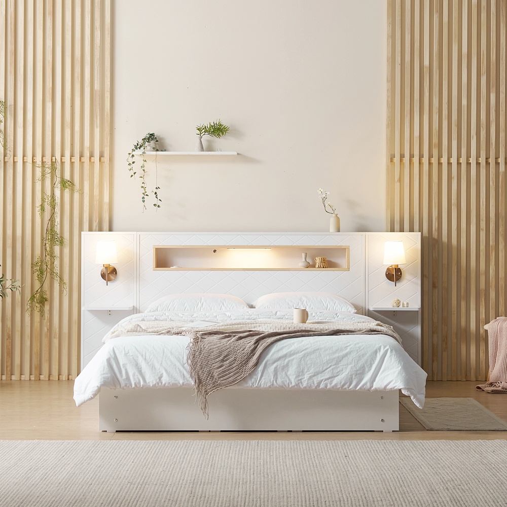 파르테 신혼부부 높은 서랍형 트윈베드 호텔침대 퀸사이즈프레임