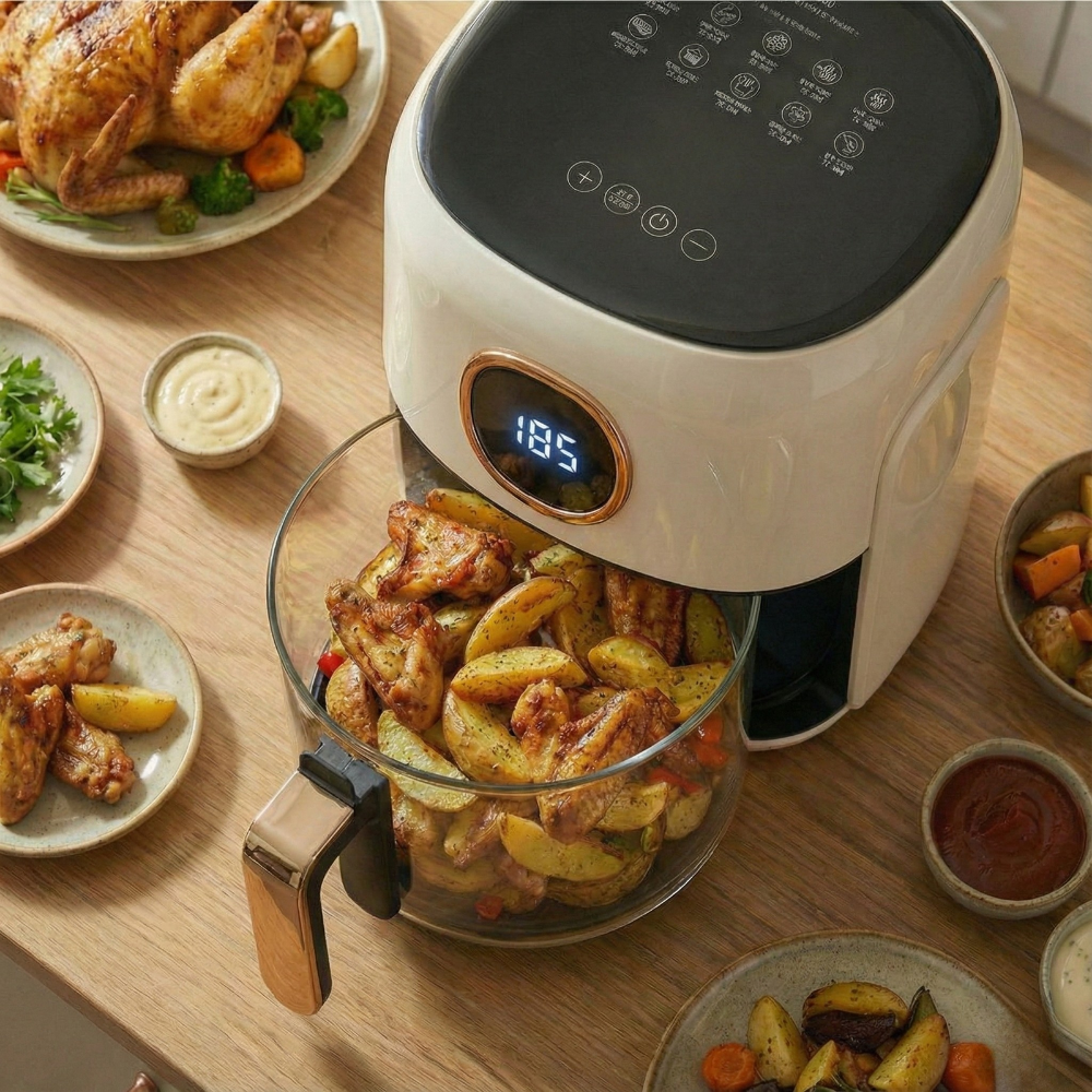 내열유리 에어프라이어 소형 미니 글라스 에어프라이어 에어후라이기