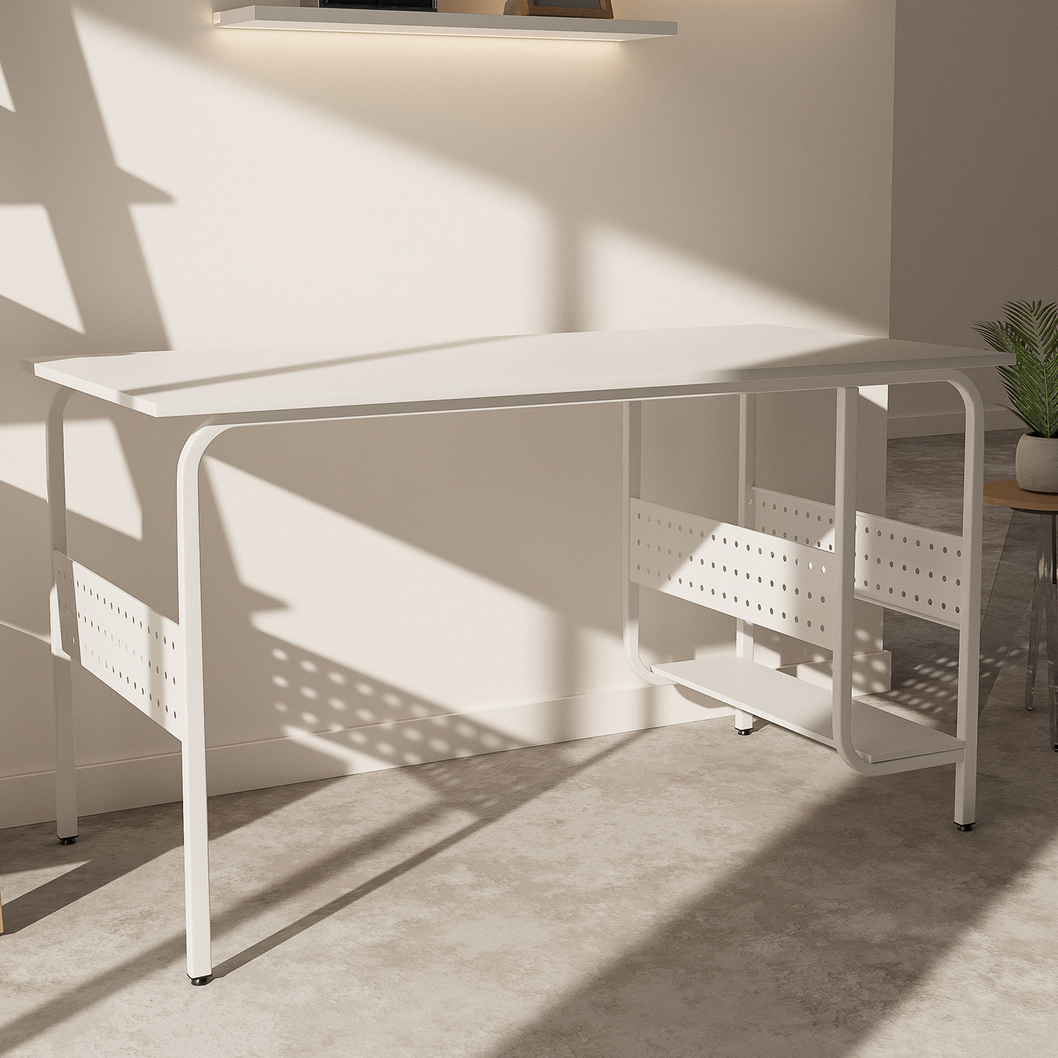 컴퓨터 책상 조립식 미디 데스크 노트북 책상 1200x600mm, 화이트