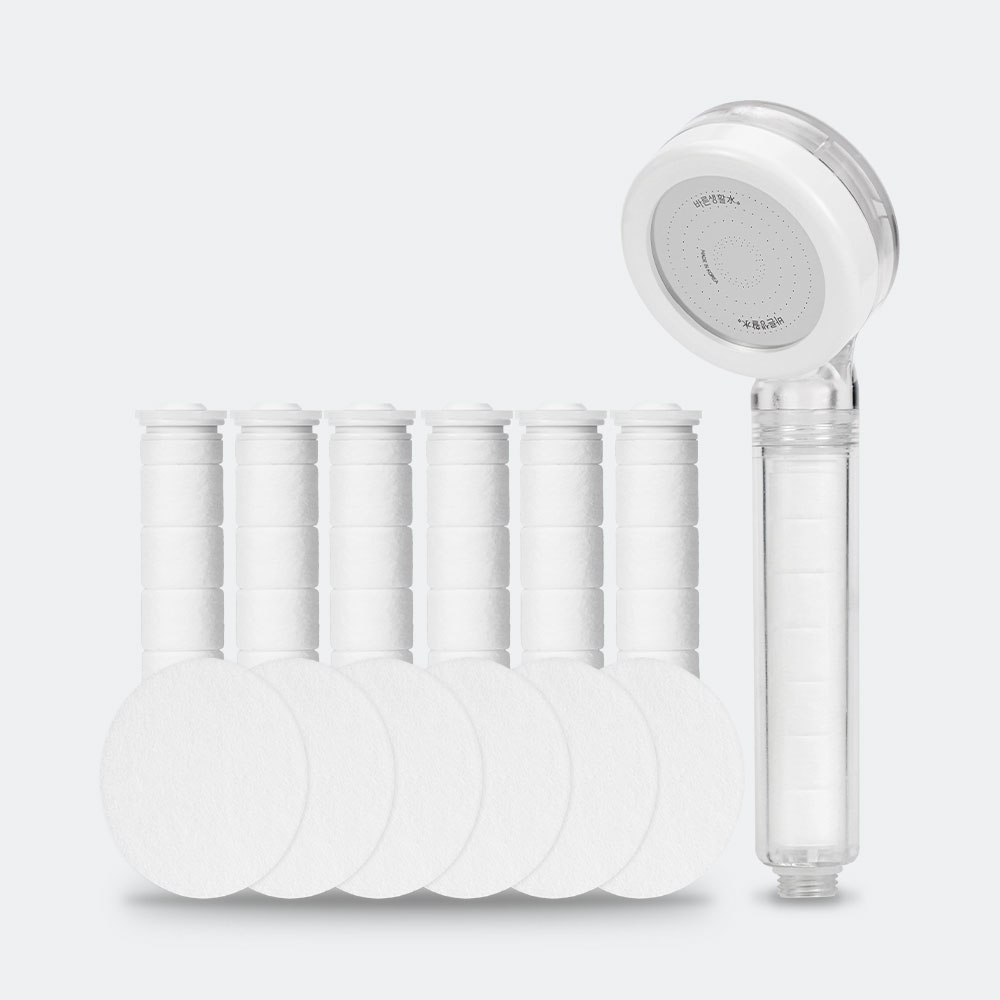 [단독][SET] 바른생활수 데일리 필터 샤워기 와이드 헤드+리필 필터 2세트 제품 이미지