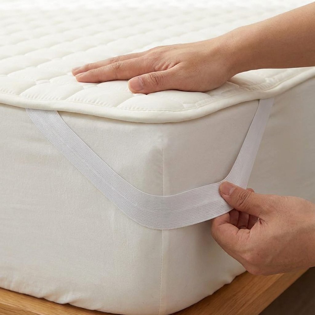 포니홈 침대 방수패드 슈퍼싱글 누빔 매트리스 고정밴드 밴딩 SS 110x200