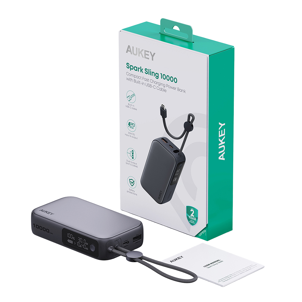 아오키 스파크 슬링 30W 10000mAh 초고속 충전 보조배터리 스마트 디스플레이/내장 C타입 케이블/패스쓰루 지원 - 상세 이미지 5
