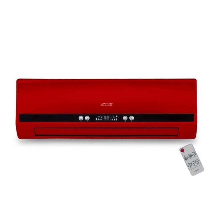 PTC 히터 온풍기 벽걸이 전기 난로 실내용 무공해 타이머 리모컨 2K 레드