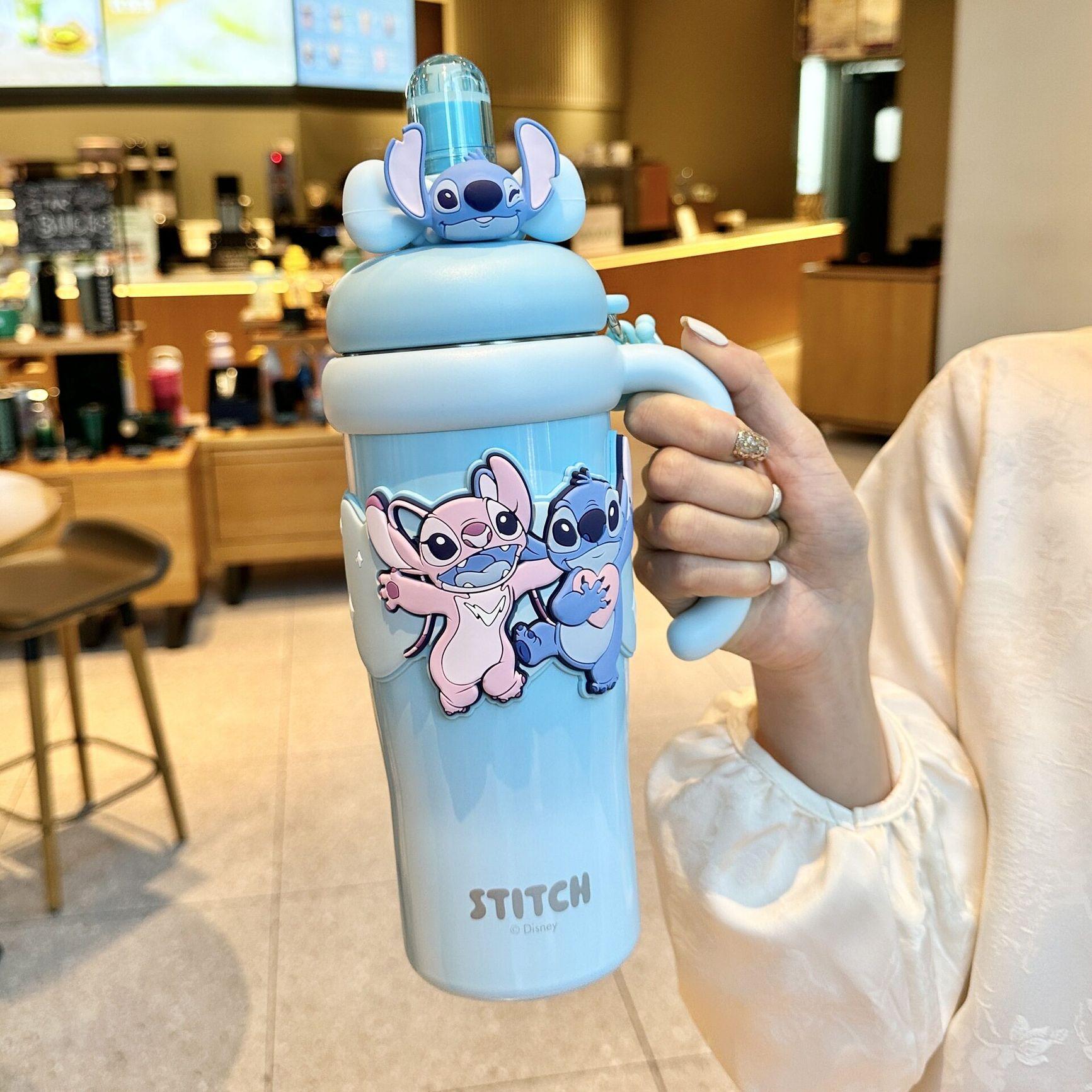 여성용 대용량 스테인리스 보온컵 빨대 물컵 아이스바 스티치 960ml - 상세 이미지 4