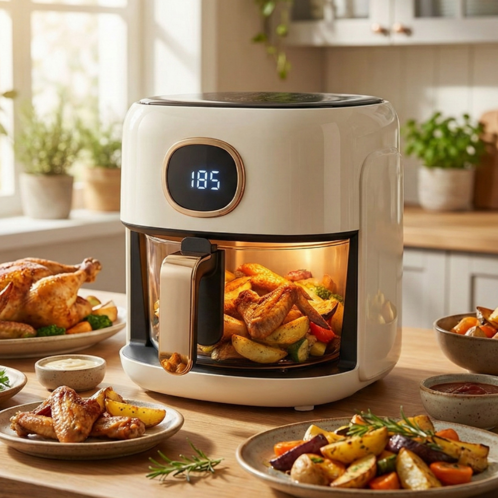 내열유리 에어프라이어 소형 미니 글라스 에어프라이어 에어후라이기