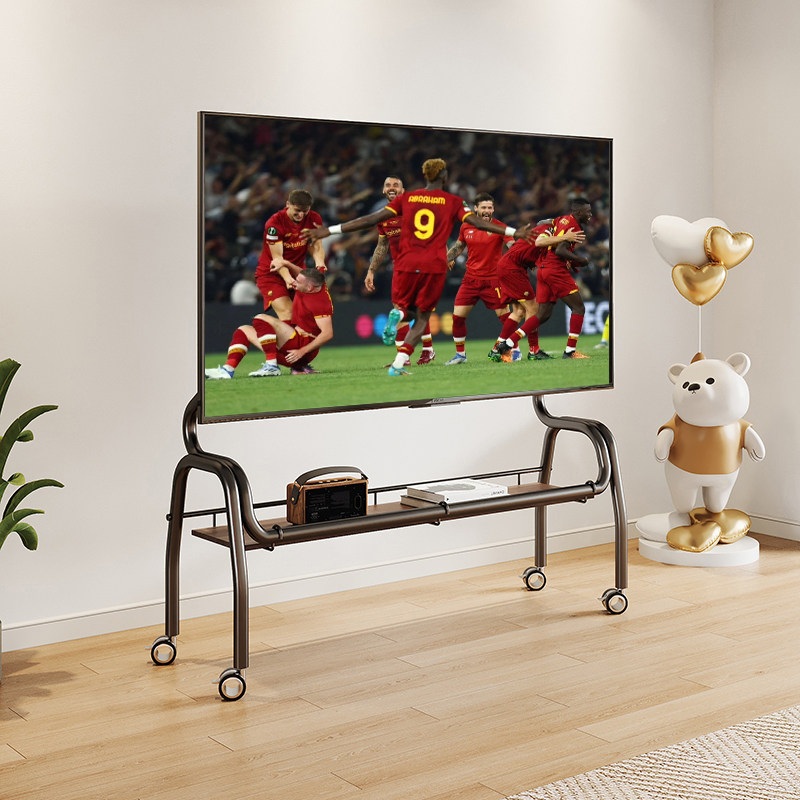이동식 tv 거치대 티비 TV스탠드 대형 다리 무빙 스탠드 이동형 모니터 스마트 검은색단철90x35x120+크리스탈 - 상세 이미지 2