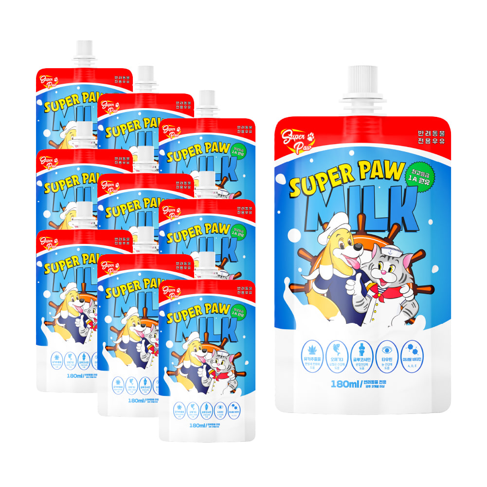 (1박스) 슈퍼포우 펫밀크 강아지 우유 고양이 음수량 오리지널(관절), 180ml, 10개 제품 이미지