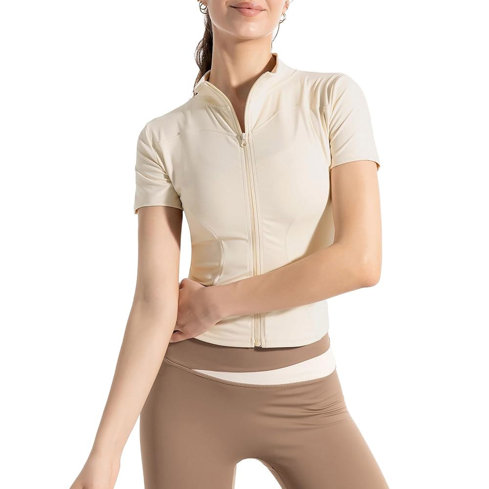 miswek Women s Short Sleeve Slim Fitness Tops Solid Workout Fit Clothing(White Full S) Athletic Jack - 상품 이미지